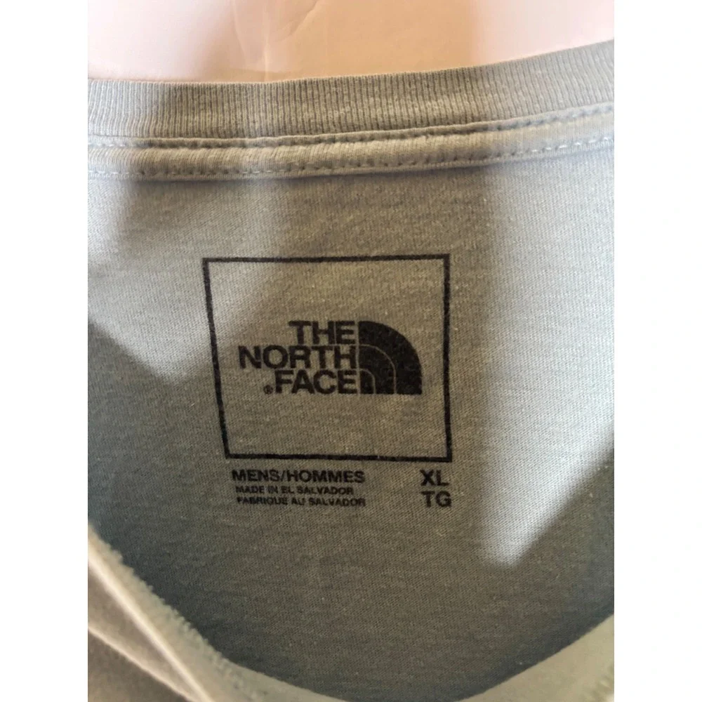 The North Face Mens XL Graphic T-Shirt Sage Green‎ Blue Short Sleeve Logo Tee